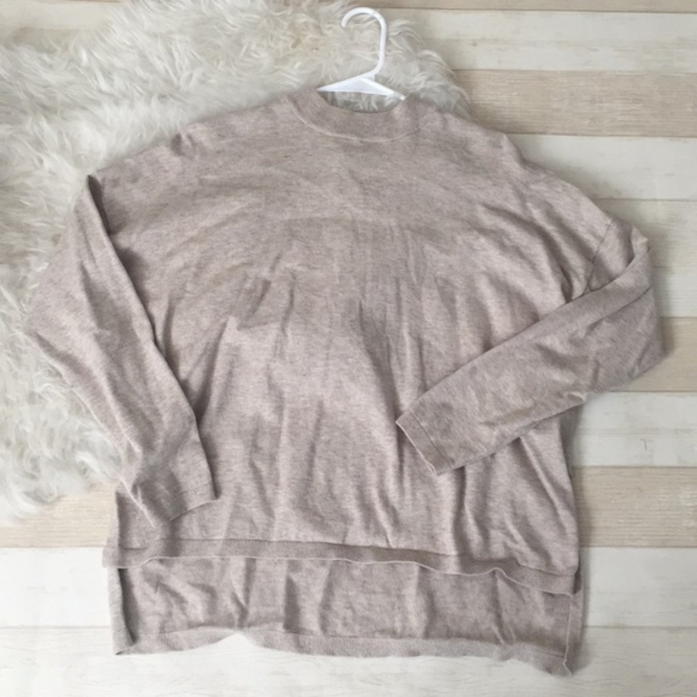 Forever 21 Basic Beige Oversized Sweater Turtle - image 1